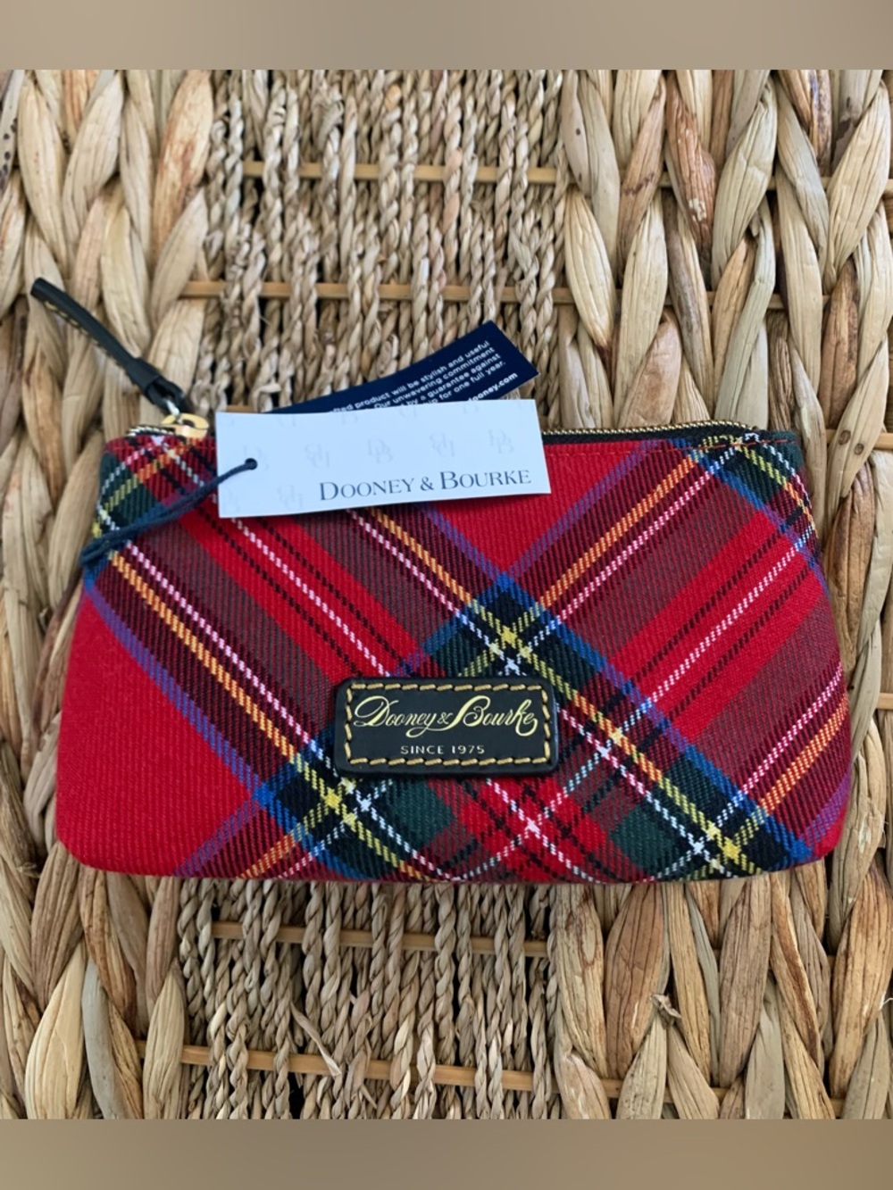 NWT Dooney & Bourke Red Plaid Cosmetic Bag